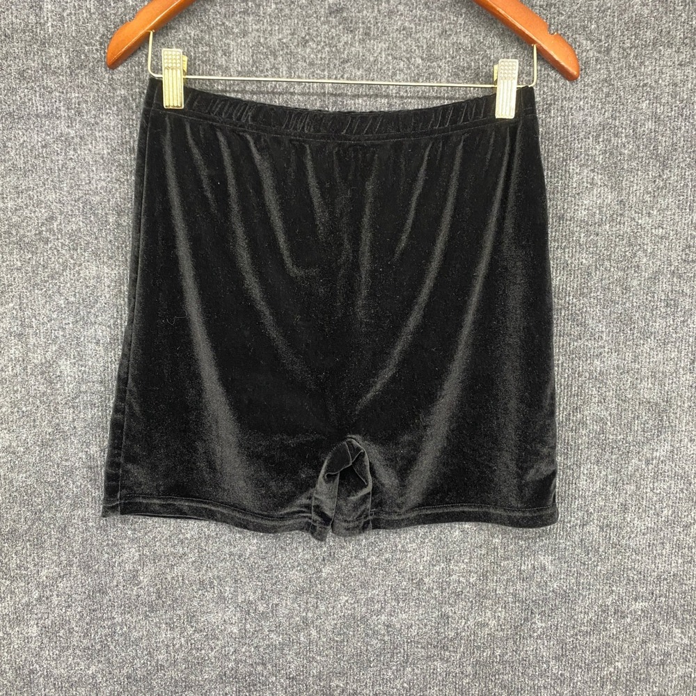SHEIN Womens Black Velvet Biker Shorts High Waisted Elastic Size XL